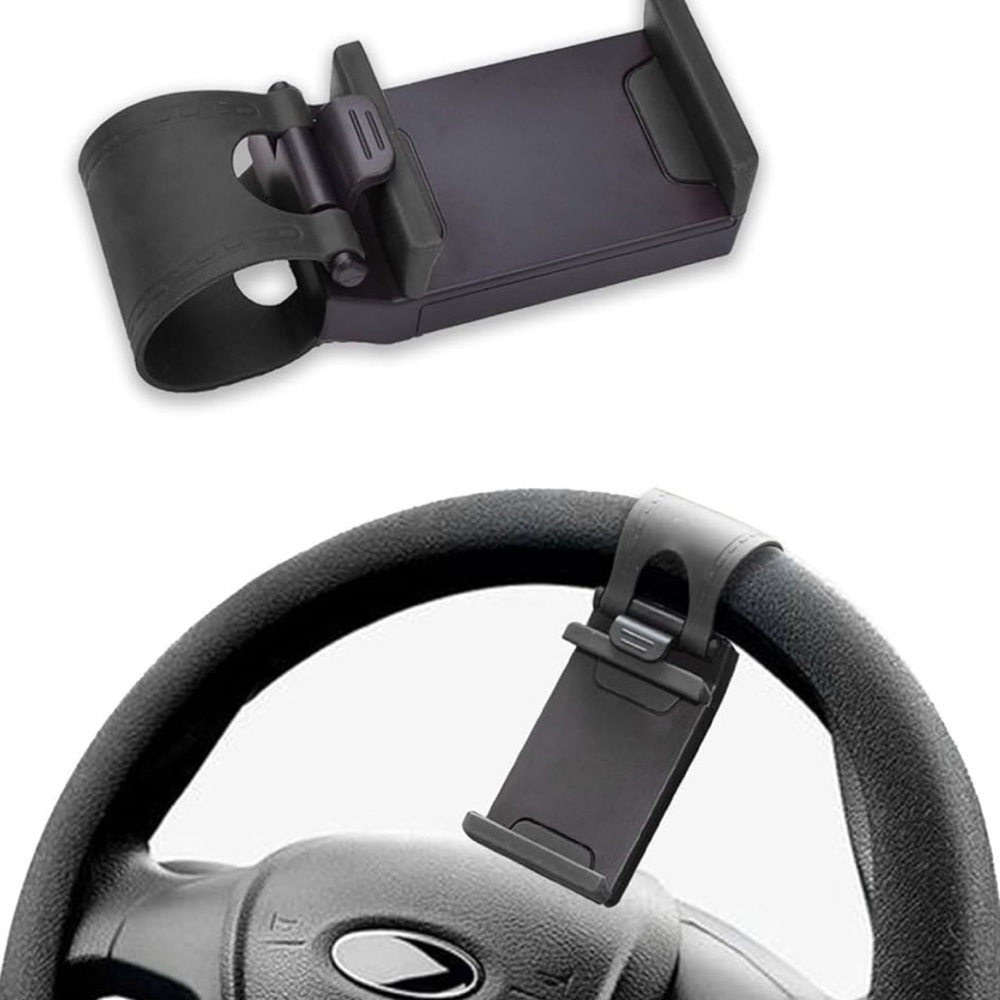 Black Steering Wheel Phone Holder - Picture 1 of 8